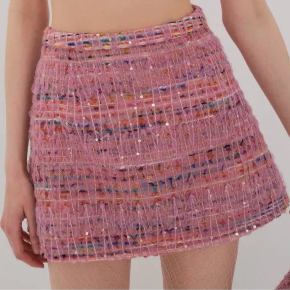 NEW, SOLD OUT; For Love and Lemons XS pink Dionne Mini Skirt